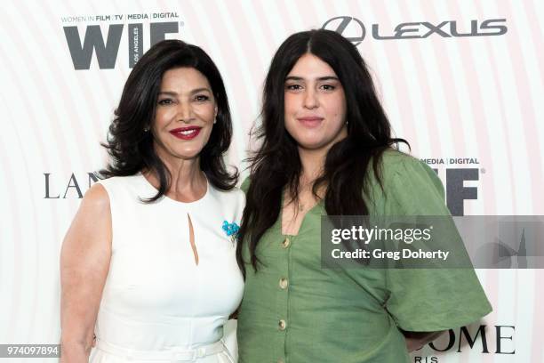 Shohreh Adhdashldo and Tara Touzie attend Women In Film 2018 Crystal + Lucy Award at The Beverly Hilton Hotel on June 13, 2018 in Beverly Hills,...