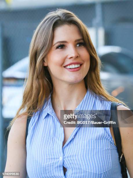 Amanda Cerny is seen arriving at the 'Jimmy Kimmel Live' on June 13, 2018 in Los Angeles, California.