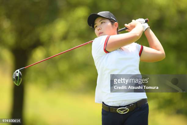 Choi Jiwoo of South Korea hits her tee shot on the 14th hole during the third round of the Toyota Junior Golf World Cup at Chukyo Golf Club on June...