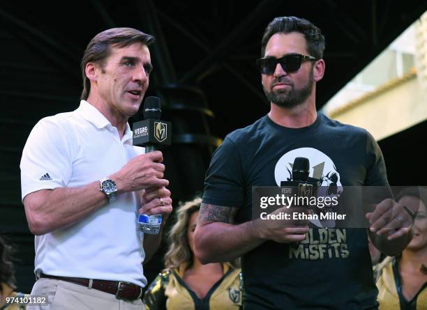 Vegas Golden Knights President of Hockey Operations and general manager George McPhee and Golden Knights television color commentator and former NHL...