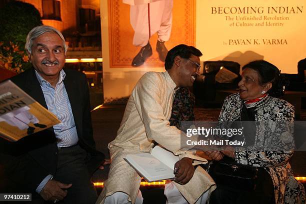Pavan Varma with Shriram Bharatiya Kala Kendra director, Shobha Deepak Singh,at the launch of Pavan Varma's latest book Becoming Indian: The...