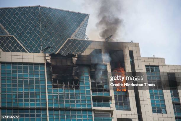 Major fire breaks out at BeauMonde Towers at Prabhadevi, on June 13, 2018 in Mumbai, India. Two firemen had to be hospitalised after a major blaze...