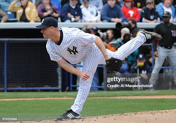 Pitcher Chad Gaudin of the New York Yankees starts against the Pittsburgh Pirates March 3, 2010 at the George M. Steinbrenner Field in Tampa, Florida.