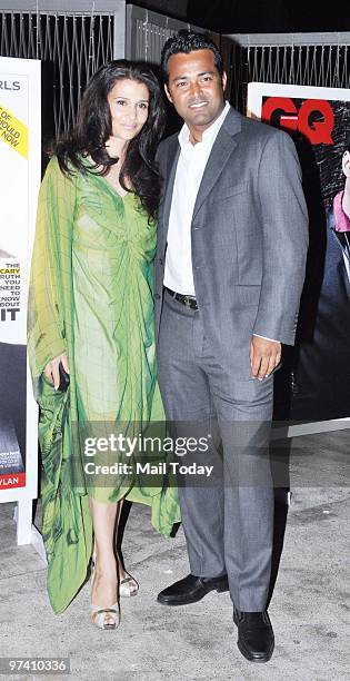 Leander Paes with wife Rhea at a party by GQ magazine in Mumbai on March 1, 2010.