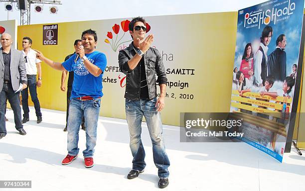 Shahid Kapur and Ahmed Khan at an event to promote the forthcoming film Paathshaala in Mumbai on March 2, 2010.
