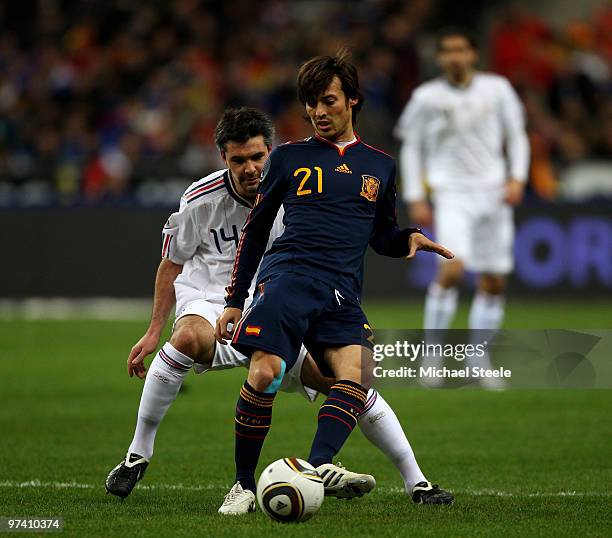 David Silva of Spain during the France v Spain International Friendly match at the Stade de France on March 3, 2010 in Paris, France.