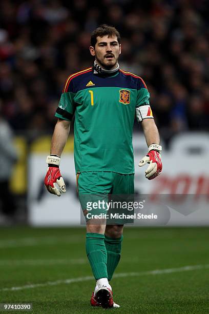 Iker Casillas of Spain during the France v Spain International Friendly match at the Stade de France on March 3, 2010 in Paris, France.