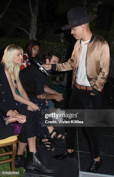 Ashlee Simpson sings with Evan Ross at Rhonda's Kiss "Kiss The Stars" Cancer Fundraising Dinner at The Estate Club's Sky Castle Estate on June 13,...