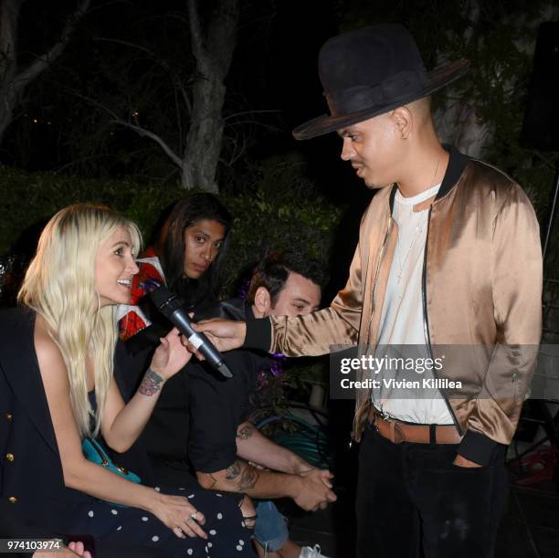 Ashlee Simpson sings with Evan Ross at Rhonda's Kiss "Kiss The Stars" Cancer Fundraising Dinner at The Estate Club's Sky Castle Estate on June 13,...