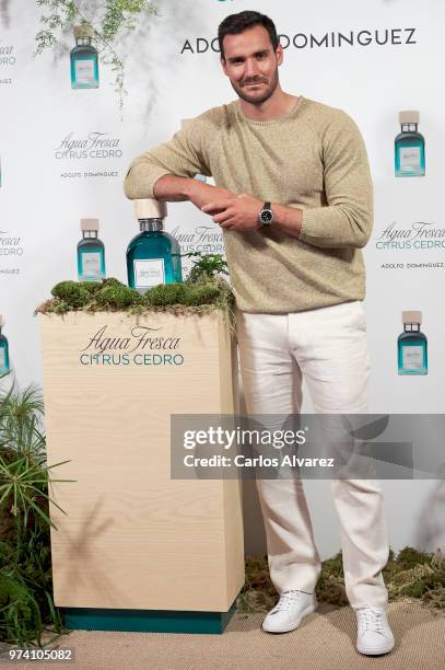 Spanish Olympic Medalist Saul Craviotto presents 'Agua Fresca Citrus Cedro' fragance by Adolfo Dominguez on June 14, 2018 in Madrid, Spain.