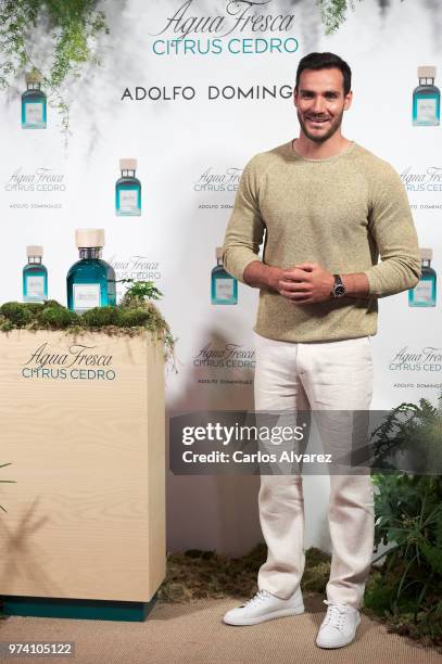 Spanish Olympic Medalist Saul Craviotto presents 'Agua Fresca Citrus Cedro' fragance by Adolfo Dominguez on June 14, 2018 in Madrid, Spain.