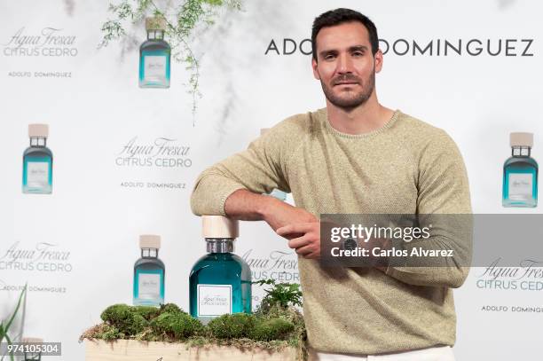 Spanish Olympic Medalist Saul Craviotto presents 'Agua Fresca Citrus Cedro' fragance by Adolfo Dominguez on June 14, 2018 in Madrid, Spain.