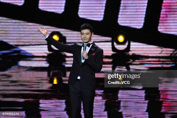 Actor Huang Xiaoming attends the opening ceremony of the 1st Shanghai Cooperation Organisation Film Festival on June 13, 2018 in Qingdao, China.