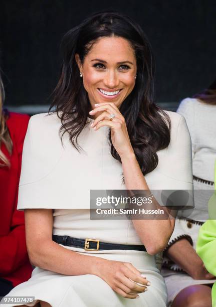 Meghan, Duchess of Sussex opens the new Mersey Gateway Bridge on June 14, 2018 in Widness, England.