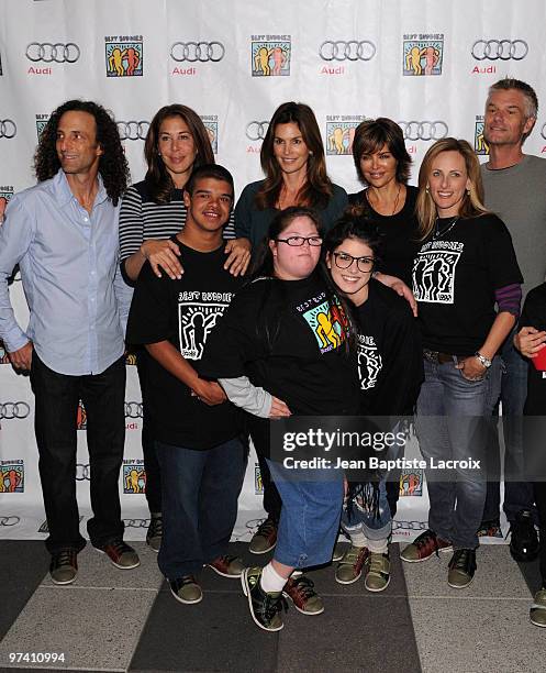 Kenny G, Lyndie Benson, Cindy Crawford, Lisa Rinna and Harry Hamlin attend the Best Buddies International's 'Bowling For Buddies' Benefit presented...