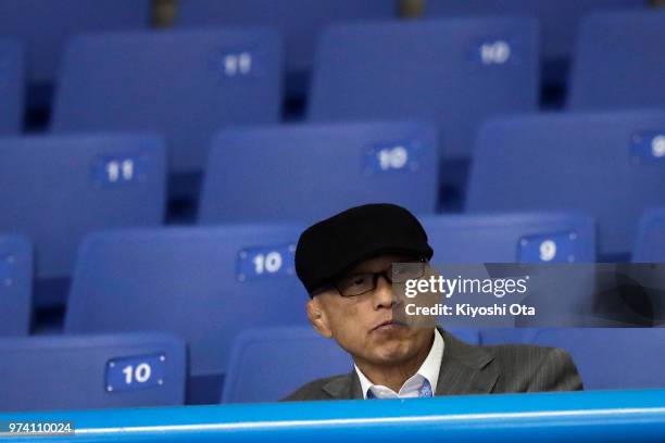 Shigakkan University wrestling team coach and former development director at Japan Wrestling Federation Kazuhito Sakae is seen on day one of the All...