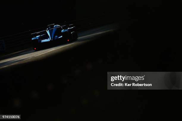 The Cetilar Villorba Corse Dallara P217 of Roberto Lacorte, Giogio Sernagiotto and Felipe Nasr drives during practice for the Le Mans 24 Hour race at...