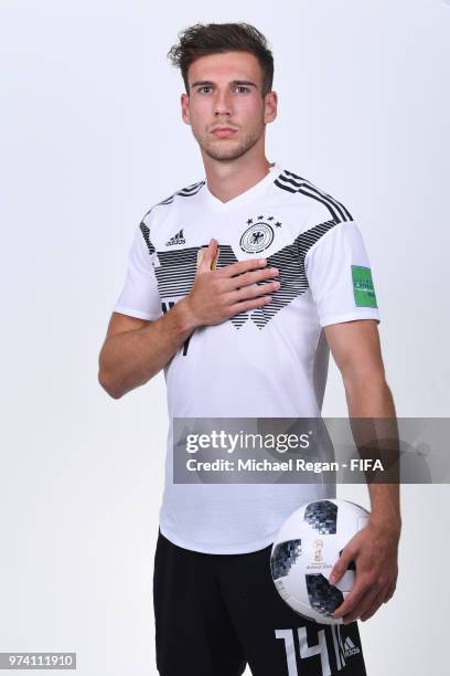 Leon Goretzka of Germany pose for a photo during the official FIFA World Cup 2018 portrait session on June 13, 2018 in Moscow, Russia.