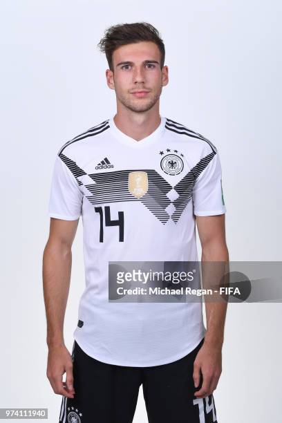Leon Goretzka of Germany pose for a photo during the official FIFA World Cup 2018 portrait session on June 13, 2018 in Moscow, Russia.