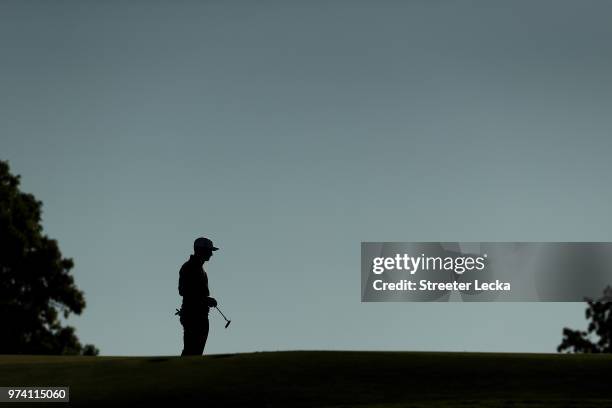 Patrick Cantlay of the United States looks on from the tenth green during the first round of the 2018 U.S. Open at Shinnecock Hills Golf Club on June...