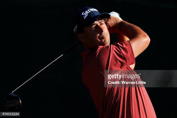 Michael Putnam of the United States plays his shot from the fourth tee during the first round of the 2018 U.S. Open at Shinnecock Hills Golf Club on...