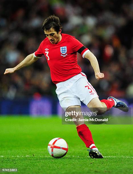 Leighton Baines of England in action during the International Friendly match between England and Egypt at Wembley Stadium on March 3, 2010 in London,...