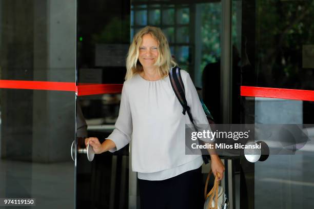 Pilatus Bank whistle-blower Maria Efimova smiles as she leaves the court building on June 14, 2018 in Athens, Greece. The Greek Supreme Court have...
