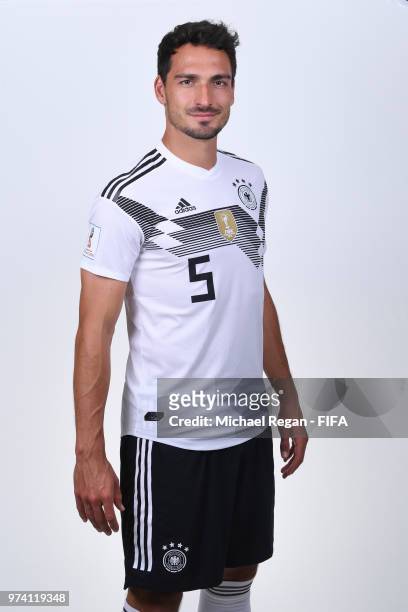 Mats Hummels of Germany pose for a photo during the official FIFA World Cup 2018 portrait session on June 13, 2018 in Moscow, Russia.