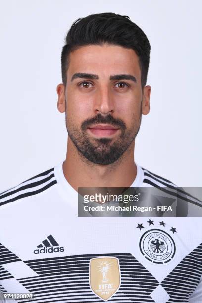 Sami Khedira of Germany pose for a photo during the official FIFA World Cup 2018 portrait session on June 13, 2018 in Moscow, Russia.