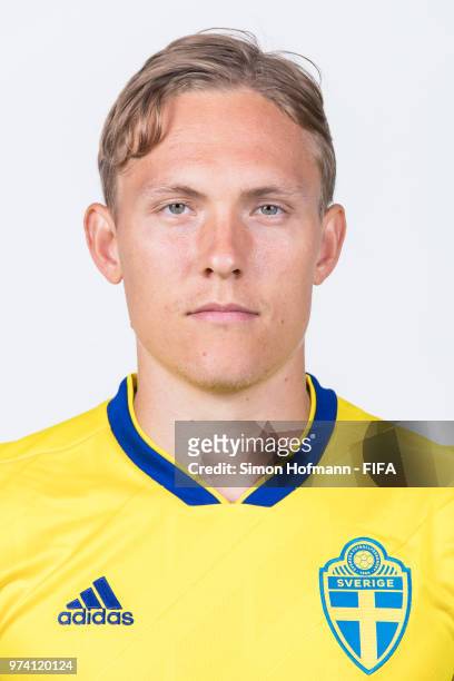 Ludwig Augustinsson of Sweden poses during the official FIFA World Cup 2018 portrait session on June 13, 2018 in Gelendzhik, Russia.