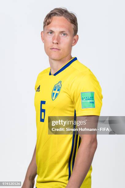 Ludwig Augustinsson of Sweden poses during the official FIFA World Cup 2018 portrait session on June 13, 2018 in Gelendzhik, Russia.