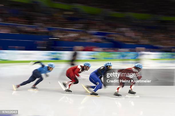 Short Track Speed Skating: 2010 Winter Olympics: Canada Charles Hamelin , Korea Sung Si-Bak , Canada Francois-Louis Tremblay and USA Apolo Anton Ohno...
