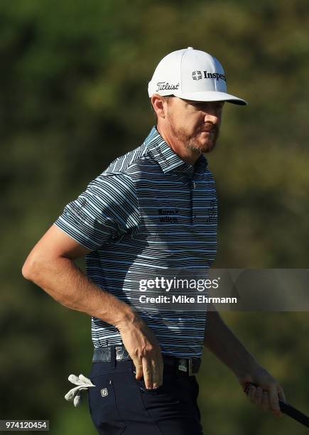 Jimmy Walker of the United States looks on from the second hole during the first round of the 2018 U.S. Open at Shinnecock Hills Golf Club on June...