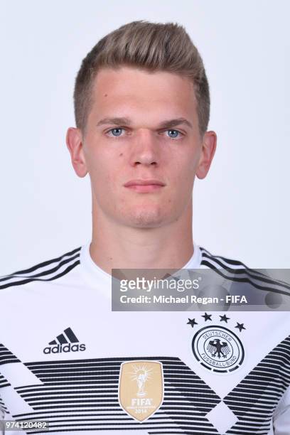 Matthias Ginter of Germany pose for a photo during the official FIFA World Cup 2018 portrait session on June 13, 2018 in Moscow, Russia.