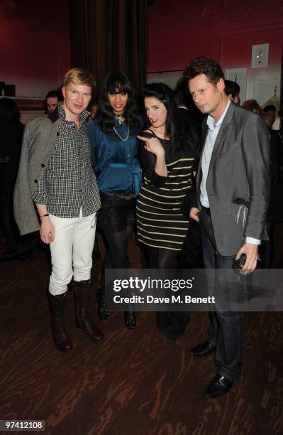 Henry Conway, Joy Vieli, Amy Molyneaux and Percy Parker attend the Nokia X6 launch party at Sketch on March 3, 2010 in London, England.