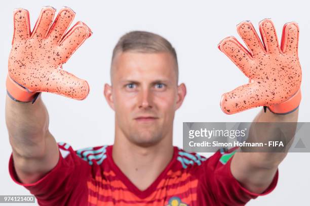 Karl-Johan Johnsson of Sweden poses during the official FIFA World Cup 2018 portrait session on June 13, 2018 in Gelendzhik, Russia.
