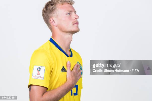 Oscar Hiljemark of Sweden poses during the official FIFA World Cup 2018 portrait session on June 13, 2018 in Gelendzhik, Russia.