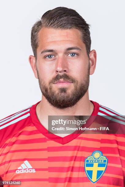 Kristoffer Nordfeldt of Sweden poses during the official FIFA World Cup 2018 portrait session on June 13, 2018 in Gelendzhik, Russia.