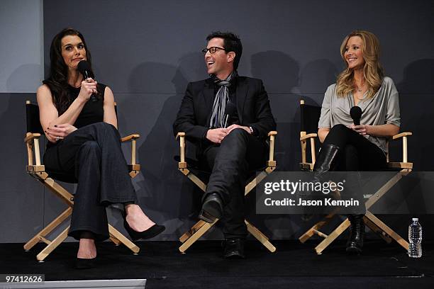 Actress Brooke Shields, producer Dan Bucatinsky and actress Lisa Kudrow promote "Who Do You Think You Are?" at the Apple Store Soho on March 3, 2010...