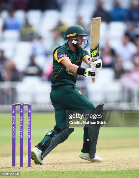 Billy Root of Nottingham batting during the Royal London One-Day Cup match between Nottinghamshire Outlaws and Kent Spitfires at Trent Bridge on June...