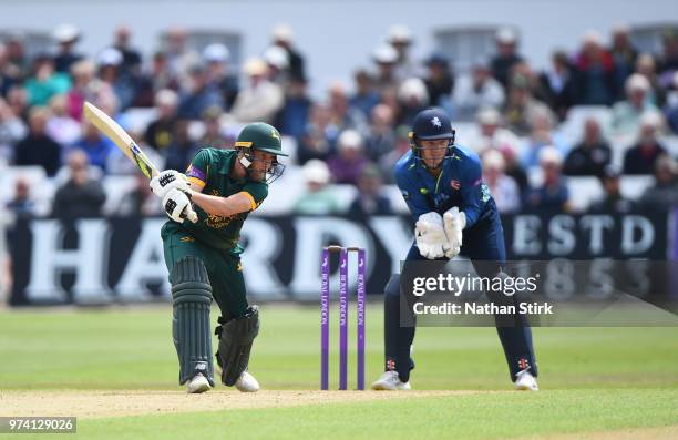 Billy Root of Nottingham batting during the Royal London One-Day Cup match between Nottinghamshire Outlaws and Kent Spitfires at Trent Bridge on June...