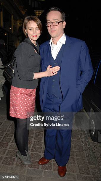 Keeley Hawes and Matthew MacFadyen attend Private Lives Press Night held at The Vaudeville Theatre on March 3, 2010 in London, England.