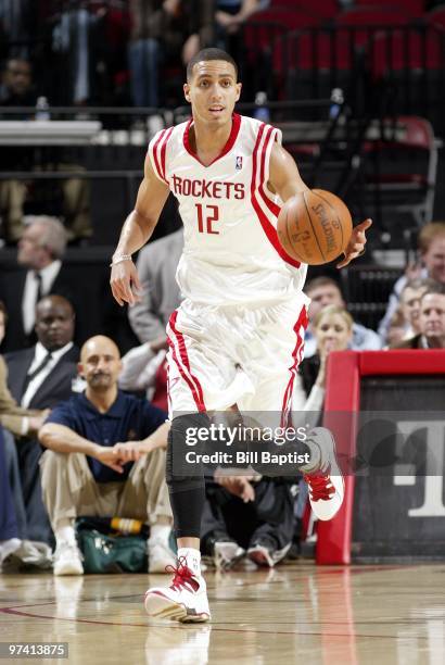 Kevin Martin of the Houston Rockets moves the ball up court during the game against the Indiana Pacers at Toyota Center on February 20, 2010 in...