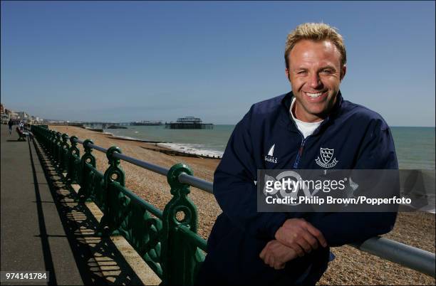 Chris Adams of Sussex poses for photos on the seafront at Brigton and Hove, 19th April 2005.