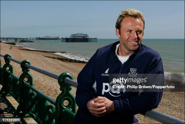 Chris Adams of Sussex poses for photos on the seafront at Brigton and Hove, 19th April 2005.