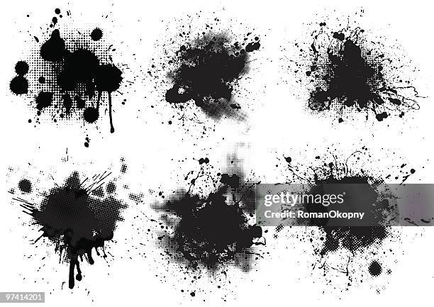 ilustraciones, imágenes clip art, dibujos animados e iconos de stock de conjunto de salpicaduras - rociado