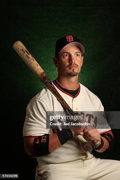 Aaron Rowand of the San Francisco Giants poses during media photo day on February 28, 2010 at Scottsdale Stadium in Scottsdale, Arizona.