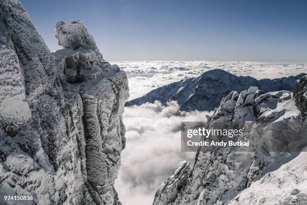 snowcapped mountains, presov, lomnicky peak, high tatras, slovakia - presov stock pictures, royalty-free photos & images