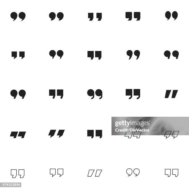 quotation mark icon set - speech balloon stock illustrations