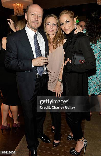 Writer/director Paul Haggis, actress Diane Lane and actress Maria Bello attend Artists for Peace and Justice hosted by Vanity Fair and Brioni held at...